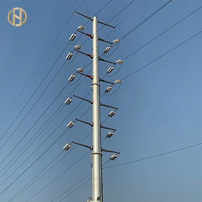 kupować 33KV 18m Steel Utility Pole  Steel Power Poles With Insulator And Conductor online manufacture