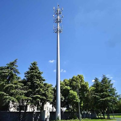 35m Steel Antennas Monopoles With Platform For Telecommunication Post